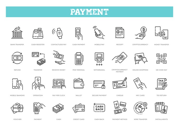 payment methods icons vector