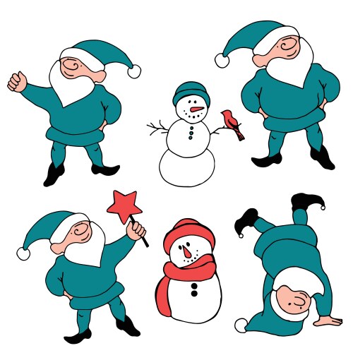 Santas helpers for design vector image