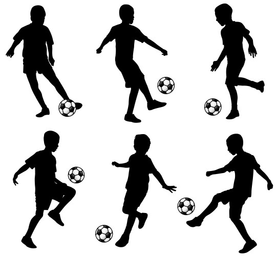 Children Playing Soccer Vector Image