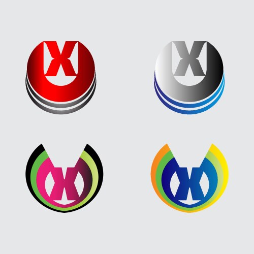 Set of alphabet symbols and elements letter x Vector Image