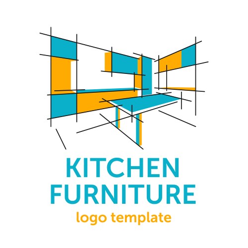 kitchen cabinet wooden furniture logo template vector image