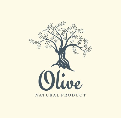 Drawn olive tree label oil Royalty Free Vector Image