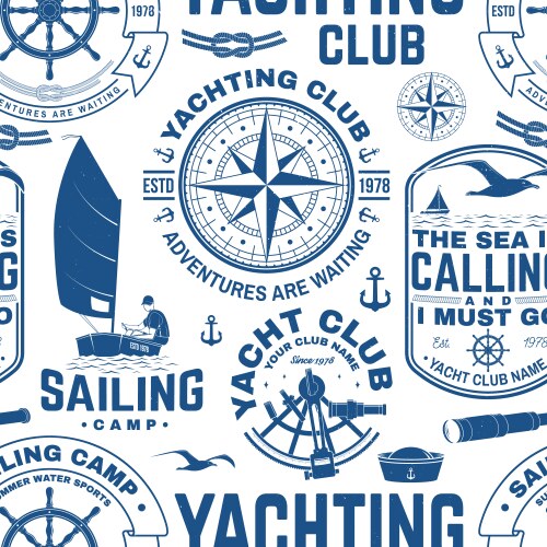 Yacht Club Nautical Pattern Vector Image