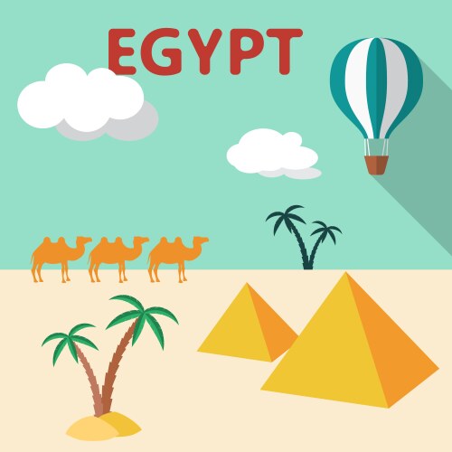 Egypt Travel Flat Icon Set Vector Image