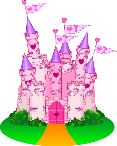 Pink fairytale castle Royalty Free Vector Image