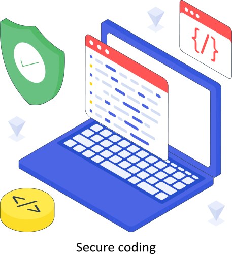 Secure coding isometric colored eps vector image