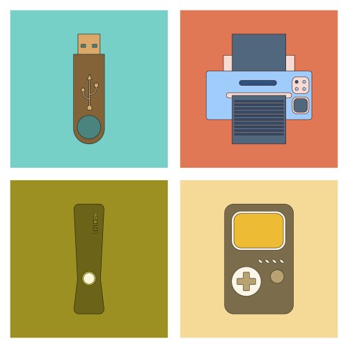 Assembly flat icon game console flash drive vector image