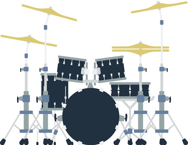 Color flat style drum set Royalty Free Vector Image
