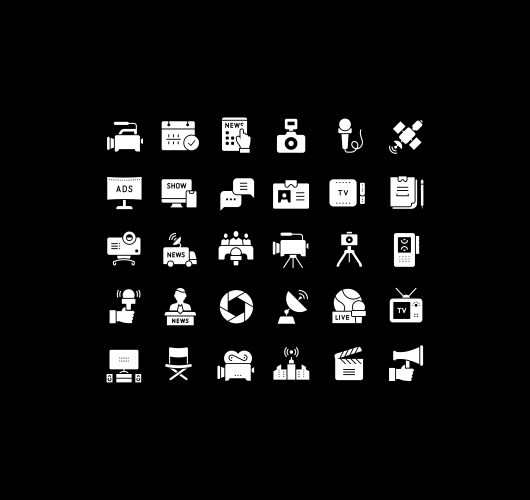 set simple icons television vector image