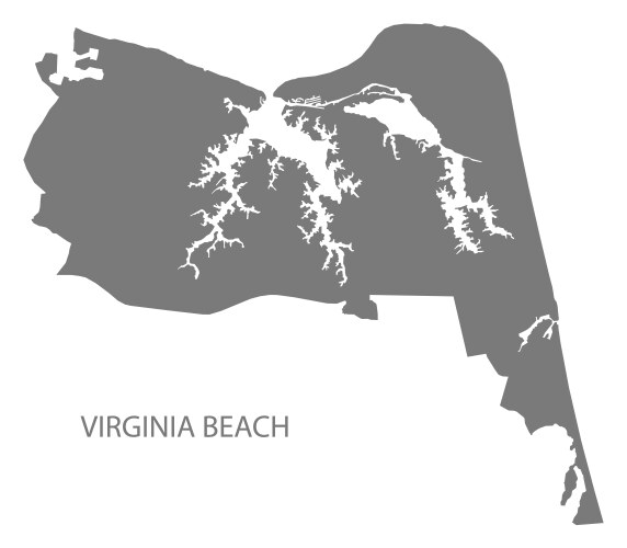 Virginia beach va city map grey silhouette shape Vector Image