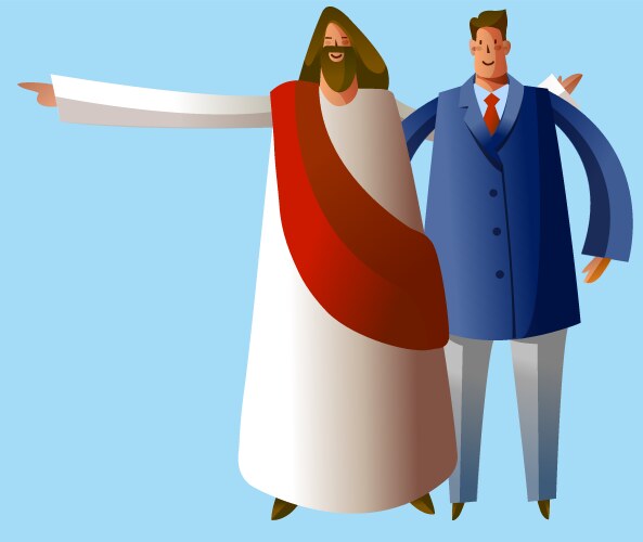 Jesus christ with man Vector Image