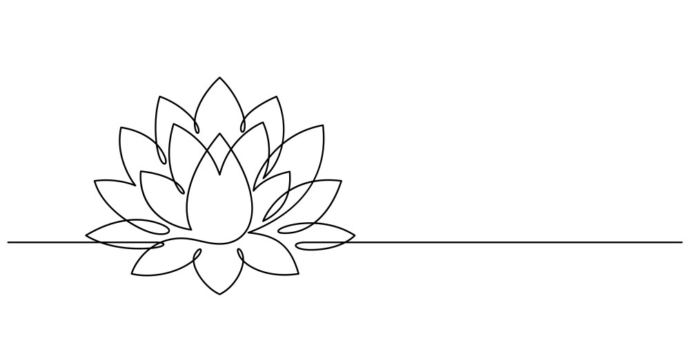 Lotus water lily thin line continuous drawing Vector Image