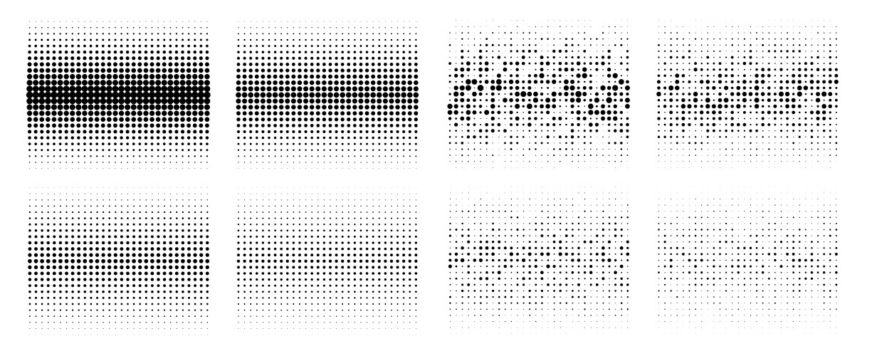 Set of halftone circle dots pattern textures vector image