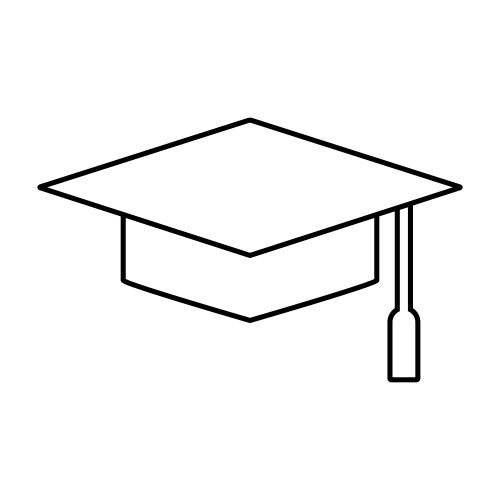 Graduation hat cap line art icon for education Vector Image