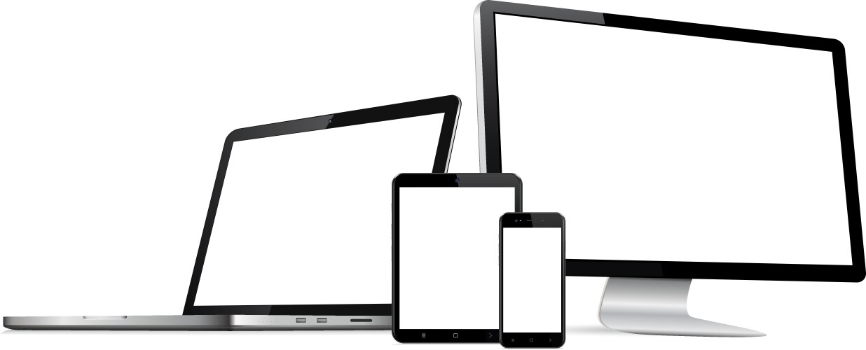 Responsive web design computer display with laptop vector image