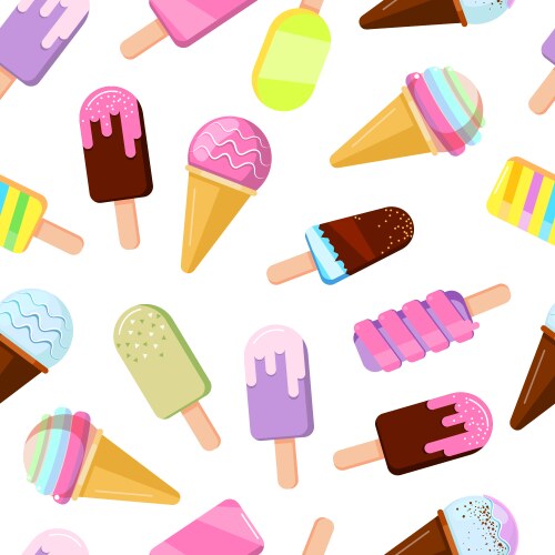 Pattern of cute kawaii style ice cream bars Vector Image