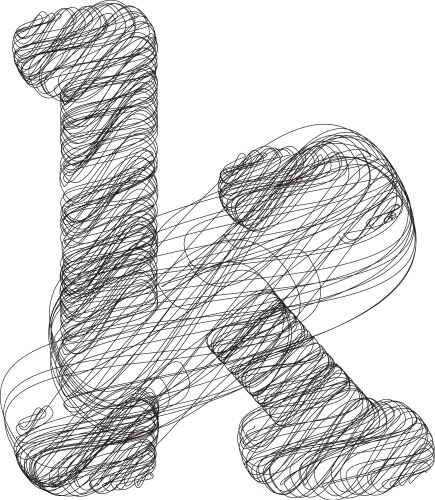 Colorful grunge font letter k Royalty Free Vector Image