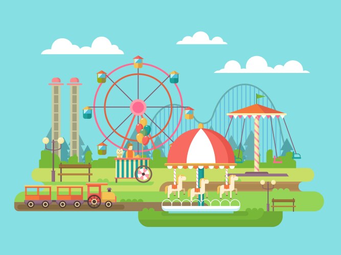 Fun amusement park template Royalty Free Vector Image
