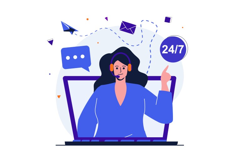 Online virtual assistant services concept Vector Image
