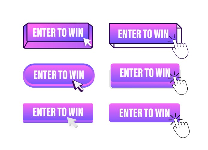 Enter to win button with pointer clicking vector image