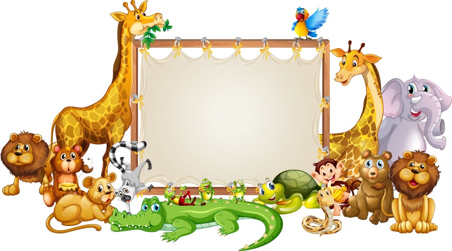 Border template with cute animals Royalty Free Vector Image