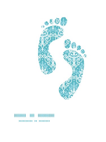 Light blue swirls damask footprints Vector Image