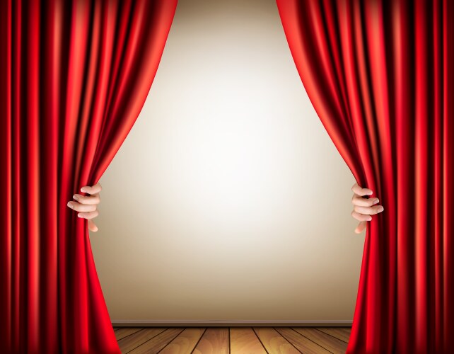 Empty Stage with Red Curtains – Royalty-Free Vector | VectorStock