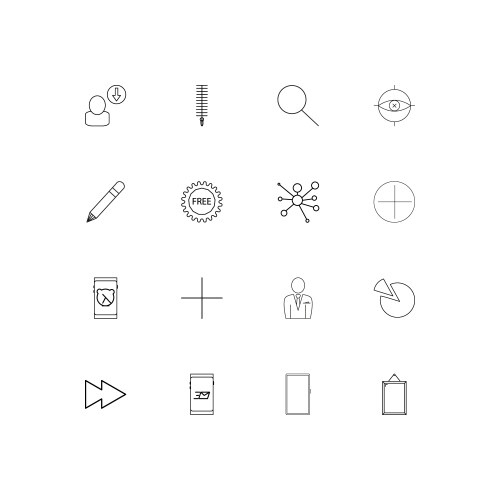 Web and text simple linear icons set outlined vector image