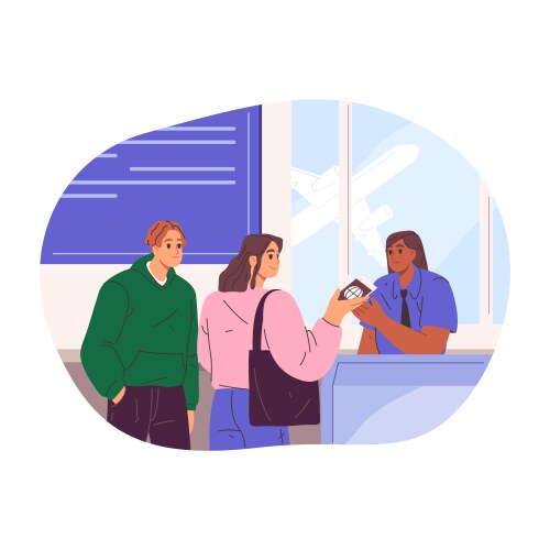 Airport passport control queue at document check vector image