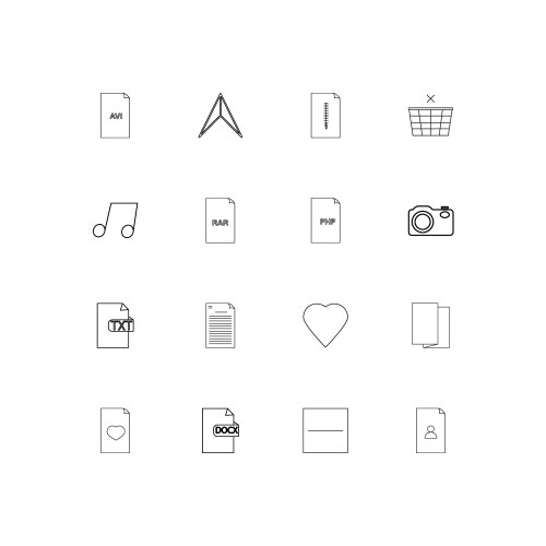 Files and folders sign simple linear icons set vector image