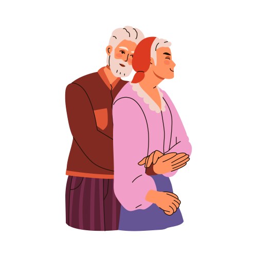 couple hugs happy senior people embrace vector