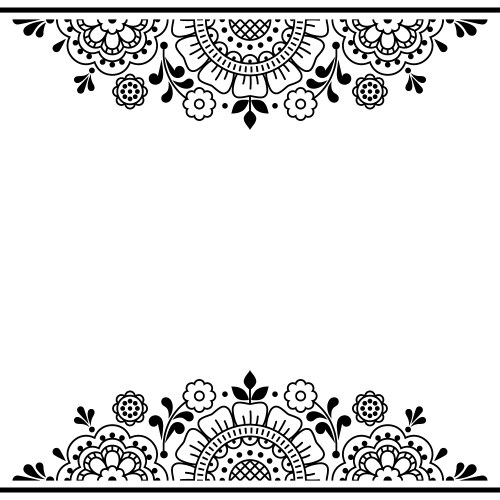 Black and white outline floral frame bouquets Vector Image