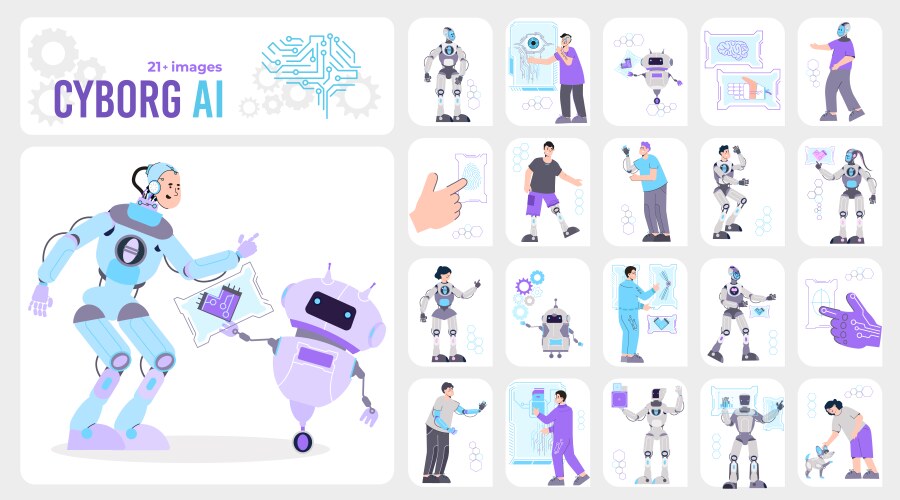 Ai generated compositions set Royalty Free Vector Image