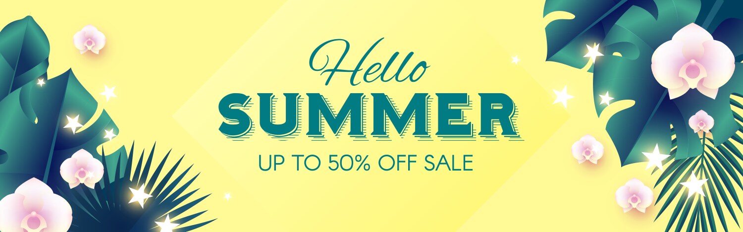 Hello summer tropical design template with palm Vector Image