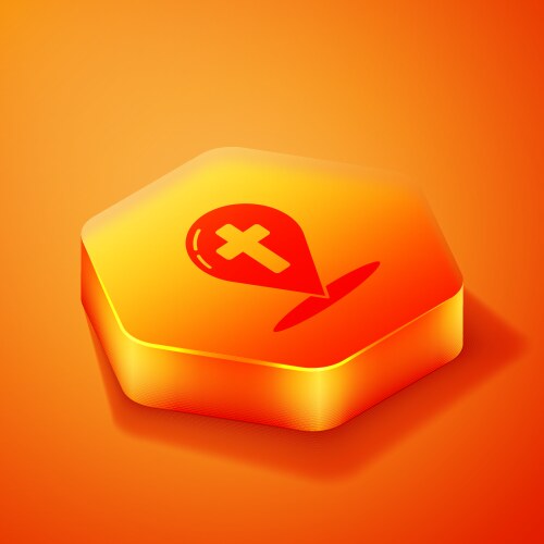 Isometric map pointer with christian cross icon vector image