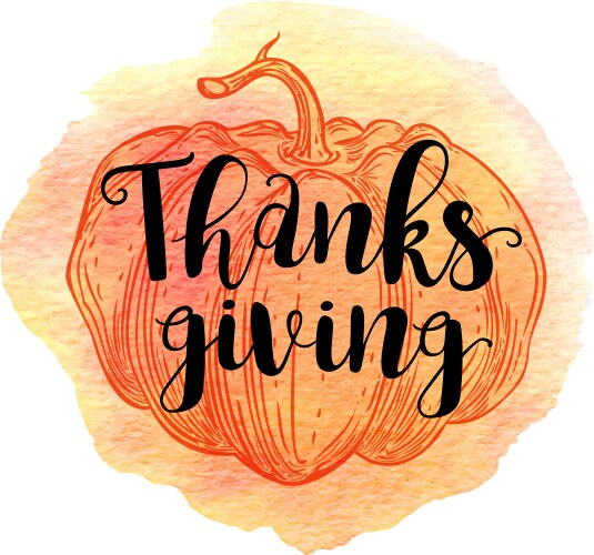 watercolor orange background with pumpkin