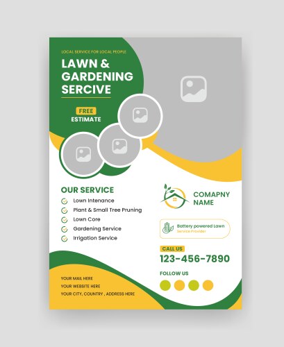 Professional landscaping flier template Royalty Free Vector
