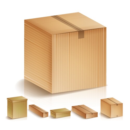 Realistic cardboard boxes set isolated Vector Image