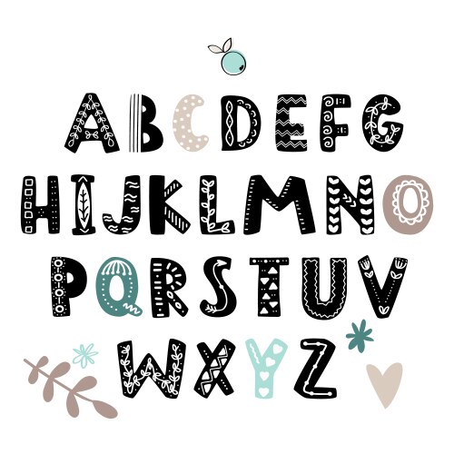 alphabet scandinavian kids poster vector