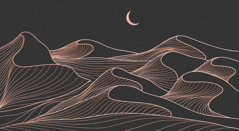 Luxury mountain landscape in line art style Vector Image