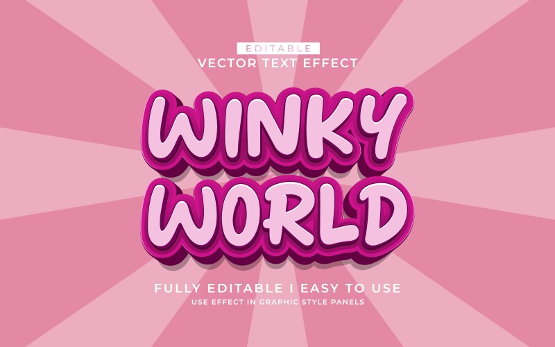 3d editable text effect typography style template vector image