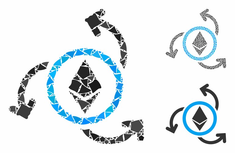 Ethereum source swirl composition icon uneven vector image