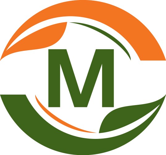 Green project solution center initial m vector image