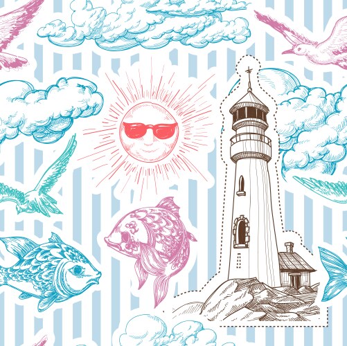 Beach seamless pattern Royalty Free Vector Image