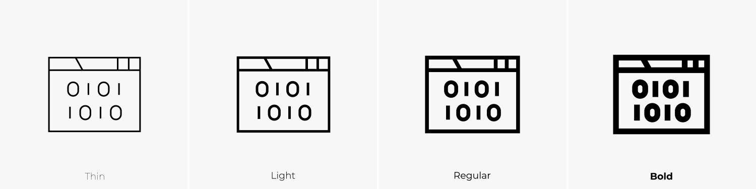 Binary code icon thin light regular and bold vector image