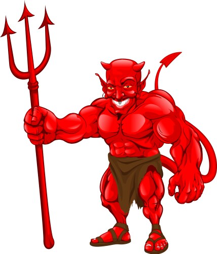 Devil standing with pitchfork vector image