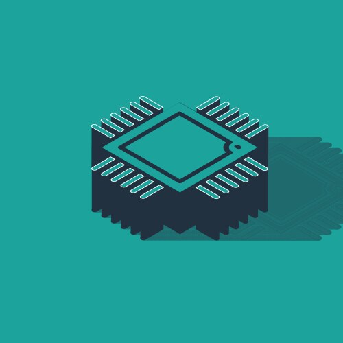Isometric computer processor with microcircuits vektorbild