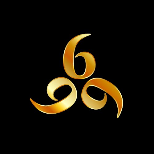 Golden 666- number beast or angel Vector Image
