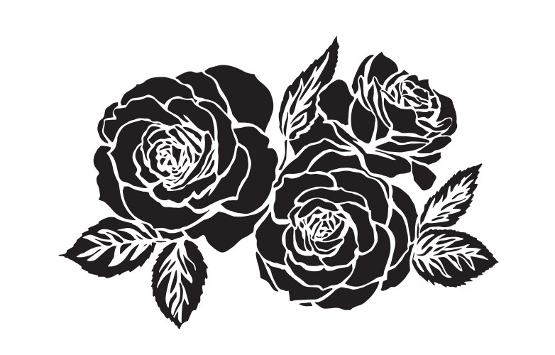 rose stencil on white background vector