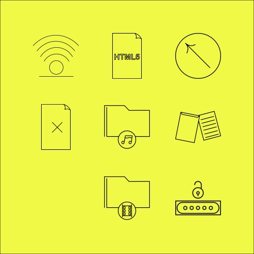 Files and folders linear icon set simple outline vector image